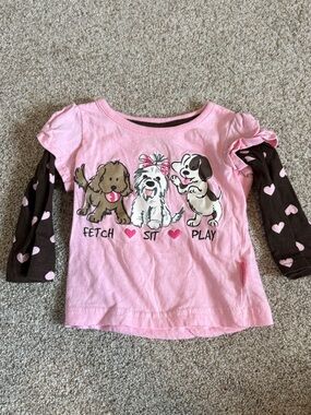Y2K Sesame Street long sleeved tee shirt watch me grow 24 m pink puppies dog